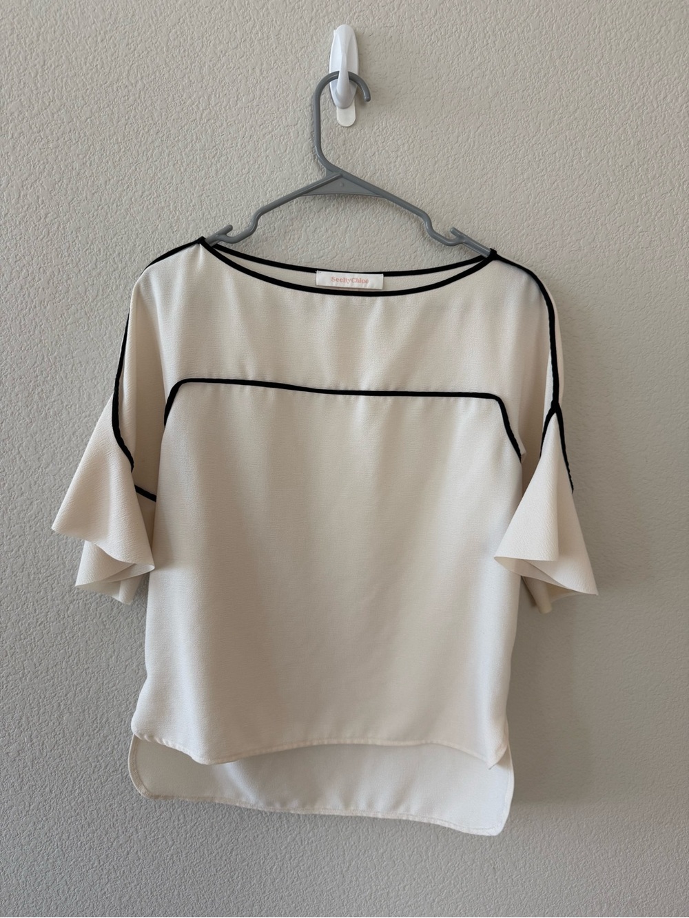 See By Chloé Ivory Blouse with Black Piping